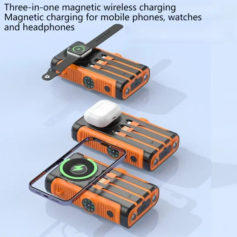 Solar Power Bank 20000mAh 22.5W Magnetic Wireless Cable Camping
