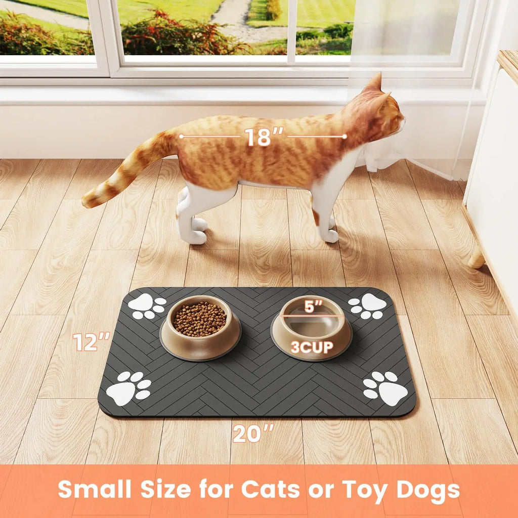 Tapete de Alimentação para Pets - Jogo Americano Absorvente para Comida e Água de Pets com Base de Borracha Impermeável de Secagem Rápida para Cães e Gatos