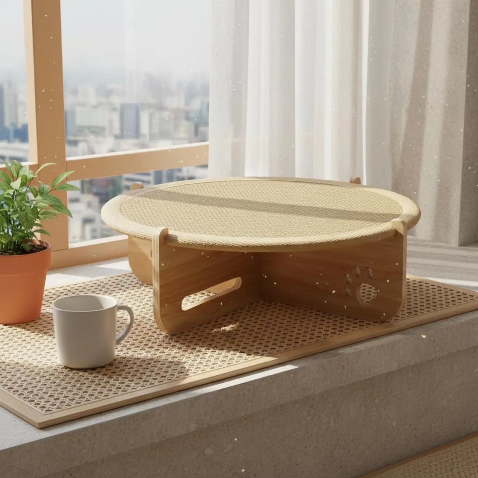 Feline Scratcher Bed Cooling Feline Hammock Bed Small Dog Sleeping Mat Scratch Resistant Wooden Frame for Cats