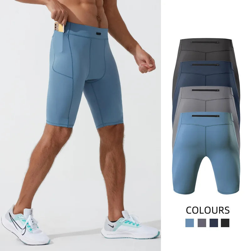 Shorts de Compressão Masculino Secagem Rápida Bodybuilding Tights Shorts Fitness Leggings Elástico Cintura Parte de Baixo Esportiva Calção de Corrida Masculino Academia