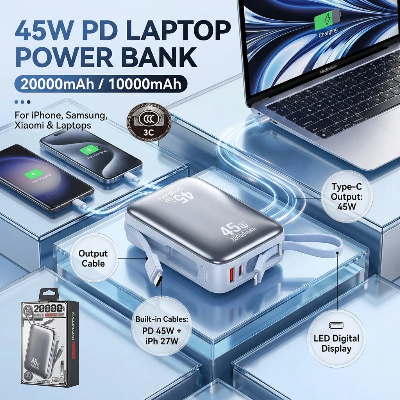 Portable Power Bank 45W Fast Charging USB-C