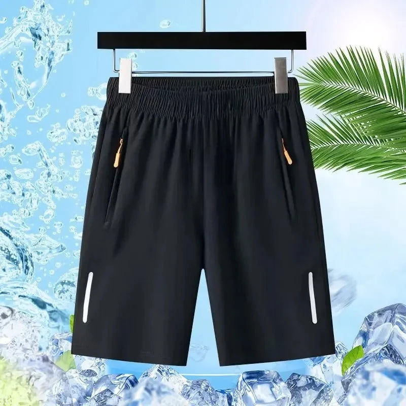 Shorts Masculinos de Verão Seda Gelada Corrida Academia Esporte Secagem Rápida Respirável Praia Fitness Jogging Casual Esportivo