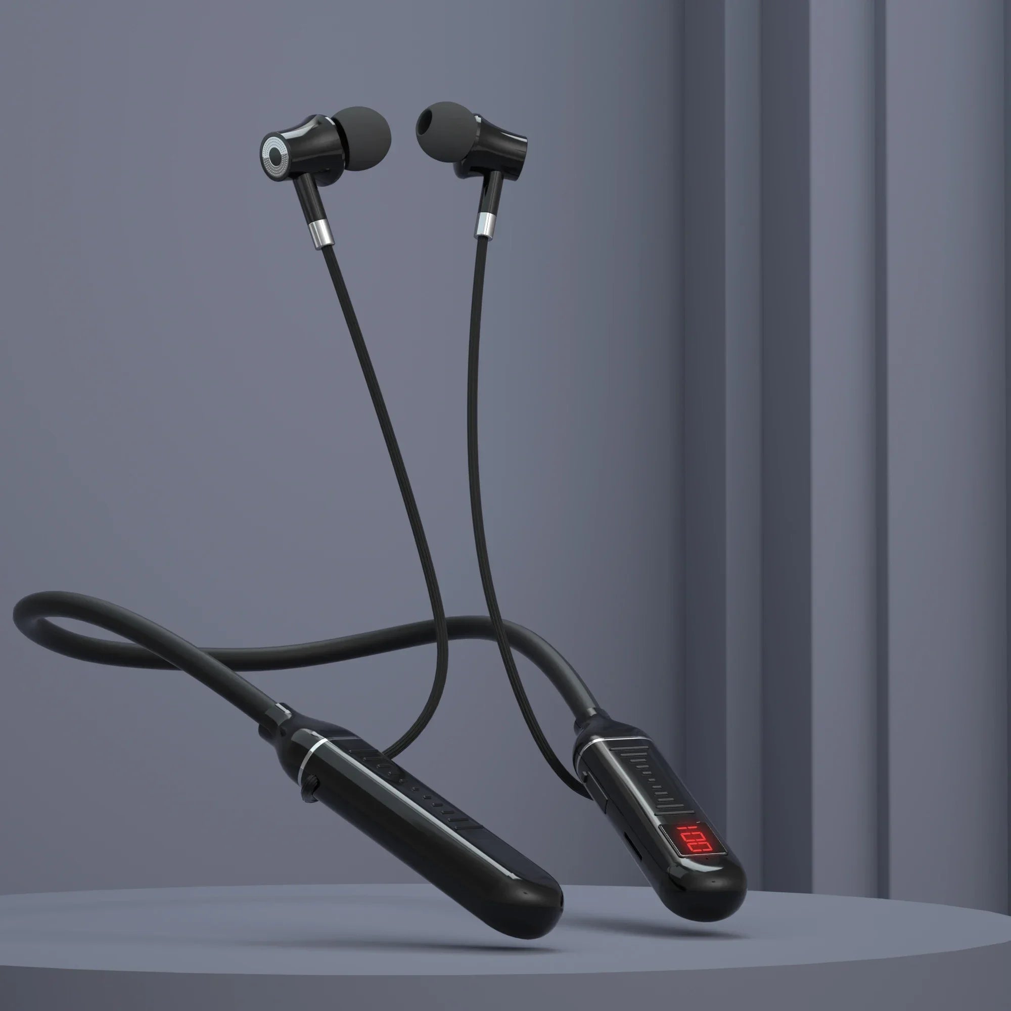 Fones de Ouvido Sem Fio 5.3 Neckband Headset Gaming LED Display Estéreo Esportivo Halter Impermeável Magnético