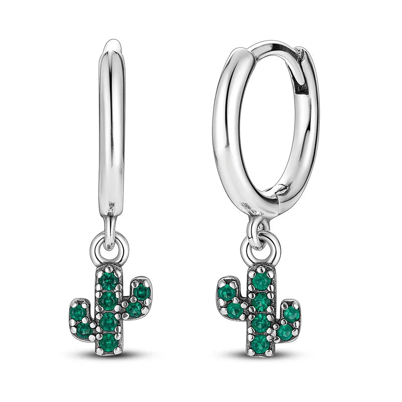 Brinco de Prata 925 Série Verde Trevo da Sorte, Incrustado em Pedra, Adequado para Presentes de Casamento Feminino, Noivado, Festa de Aniversário