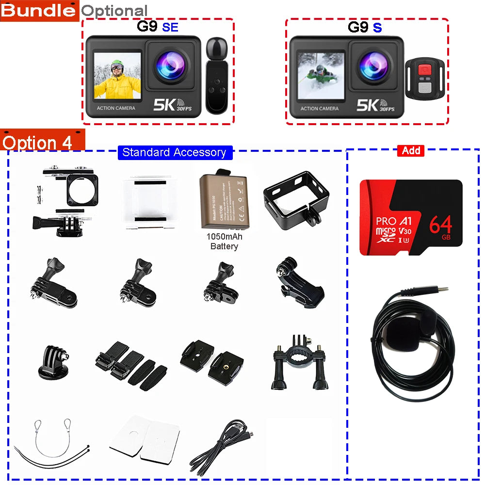 Action Camera 5K - 4K60FPS 50MP - 2.0 Touch EIS