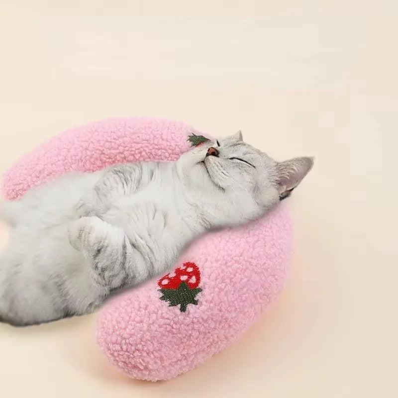 Cute Cat Pillows Cats Kittens Small Dogs Sleeping Pillow U-shaped Soft Cat Bed Pillow Cats Toys Pet Supplies аксесуари для котів