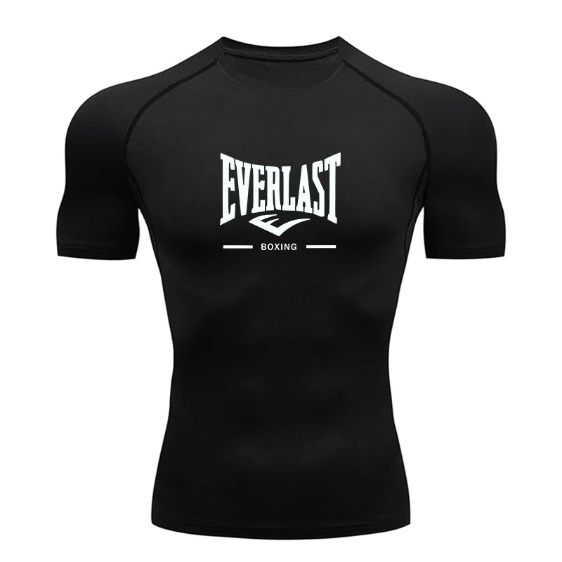 Camiseta de Compressão Masculina para Corrida Manga Curta Treino de Academia Fitness Jogging Esportiva