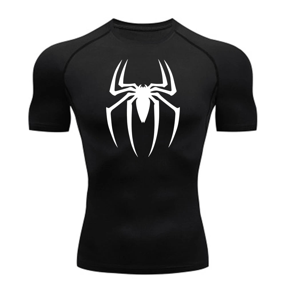 Camisa de Compressão Masculina Estampa Aranha 2025, Camiseta Secagem Rápida, Jersey para Academia e Corrida, Manga Curta Respirável, Primavera, Verão, P-3G