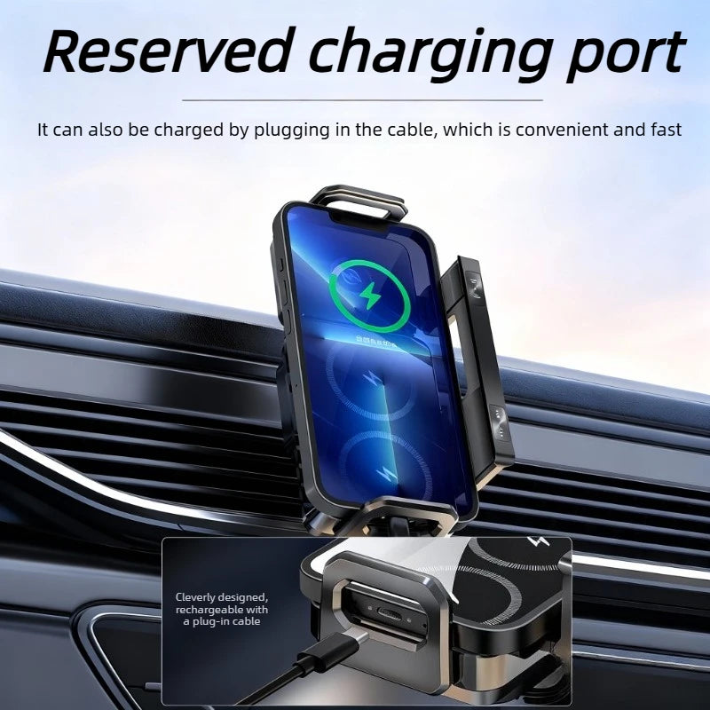 WonderNest Dual Coil Car Wireless Charger 90° Rotation Auto-Clamp