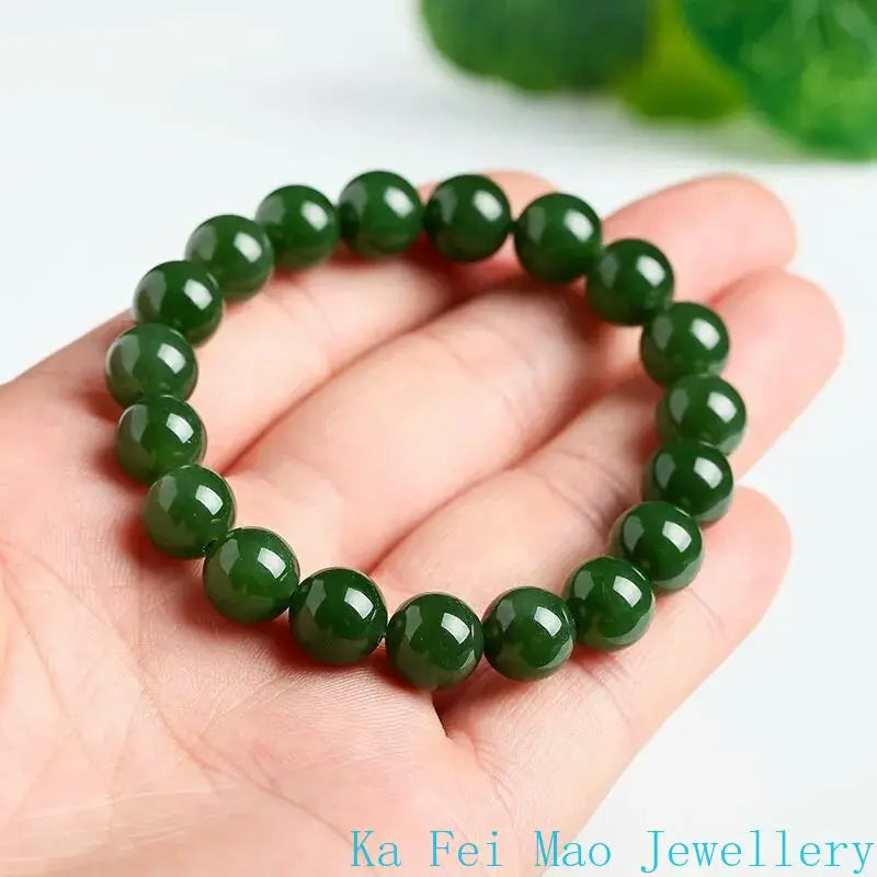 Natural Hotan Jade Jasper Elastic Bracelet Charm Luxury Boutique Jewelry Couple Bracelet for Men and Women Holiday Gift