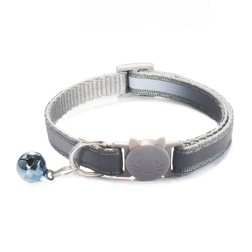 Cute Fashion with Bells Adjustable Size Cat Head Pattern Nylon Buckles Kitten Decor Cat Neck Strap Pet Accessories Cat Collar
