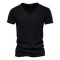 Camiseta Masculina Gola V 100% Algodão Manga Curta Slim Fit para Fitness e Moda P-5GG