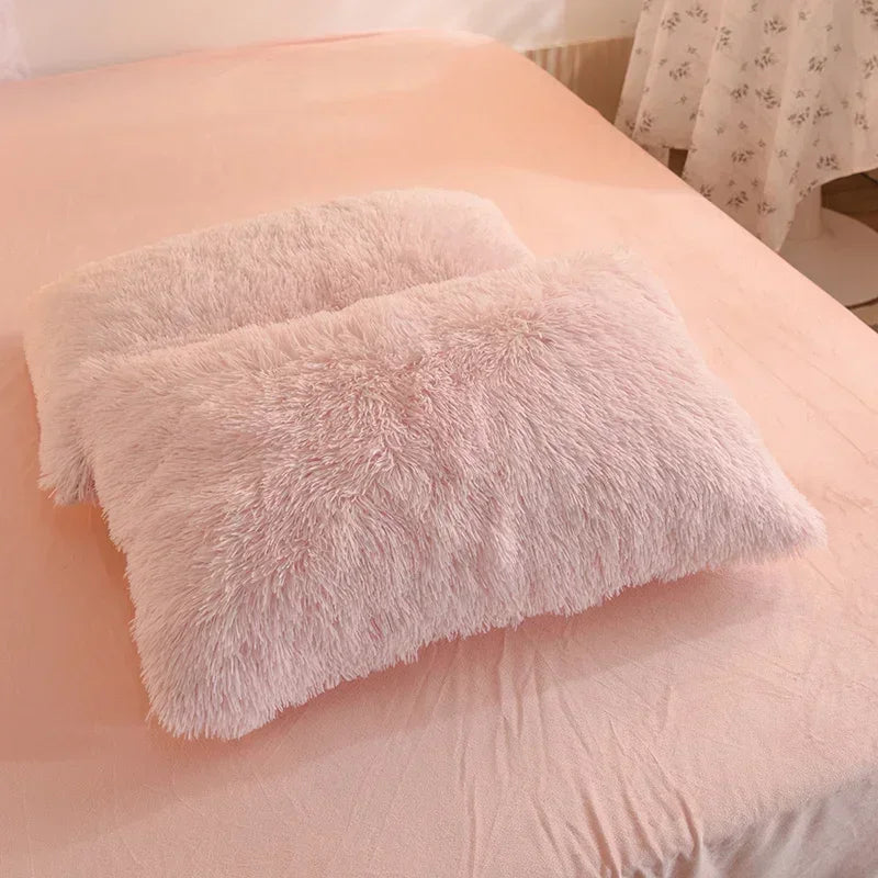 Luxury Autumn Winter Warm Pink Bedding Set Plush Kawaii Mink Velvet Queen Duvet Cover Set with Sheets Single Double Bedding Sets