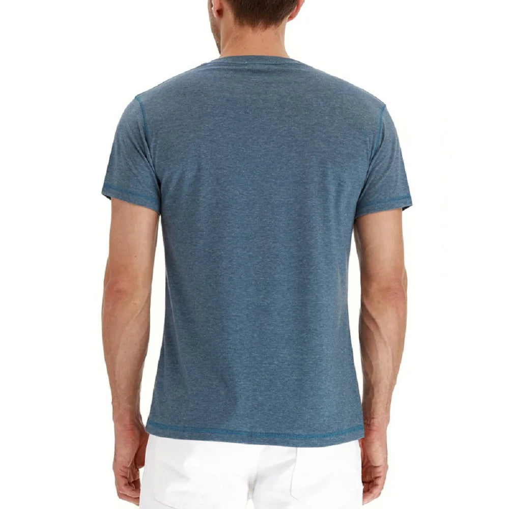 Camiseta Masculina Algodão de Qualidade Gola Henley Design de Moda Slim Fit Cor Sólida Tops Masculinos Camisetas Manga Curta Para Homens