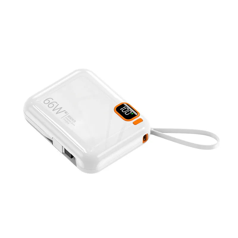 Compact Power Bank 12000mAh Fast Charger Integrated Cable Travel