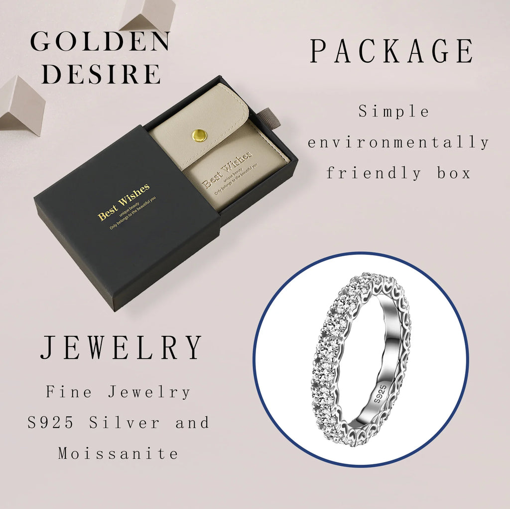 2.1ctw 925 Sterling Silver Gold Plated Heart-Shaped Moissanite Ring Luxury Hollow-Out Eternal Band Hot Fashion Jewelry Accessory