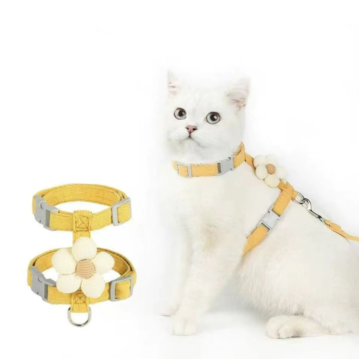 Coleiras e Guias para Gatos, Peitoral Ajustável para Cães Pequenos, Coleira Respirável para Animais de Estimação para Passeio, Alça para Cães
