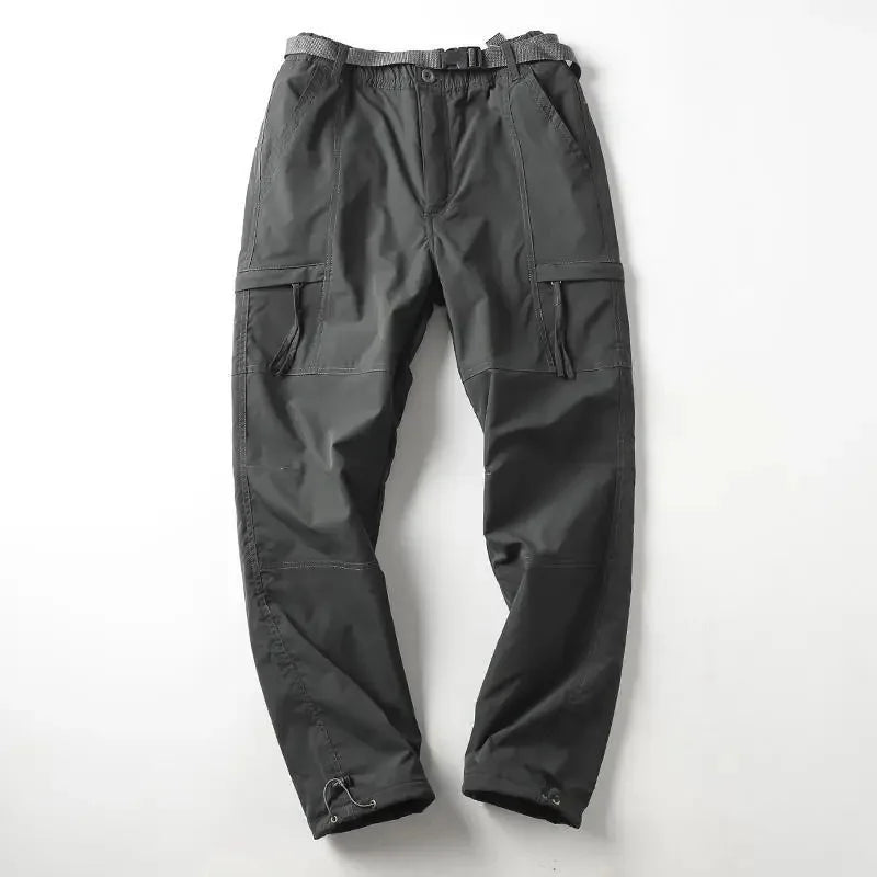 Calças Masculinas de Caminhada ao Ar Livre em Fleece Engrossado Corta-Vento Impermeável Soft Shell Reta Calças de Trabalho Resistentes ao Frio e Quentes