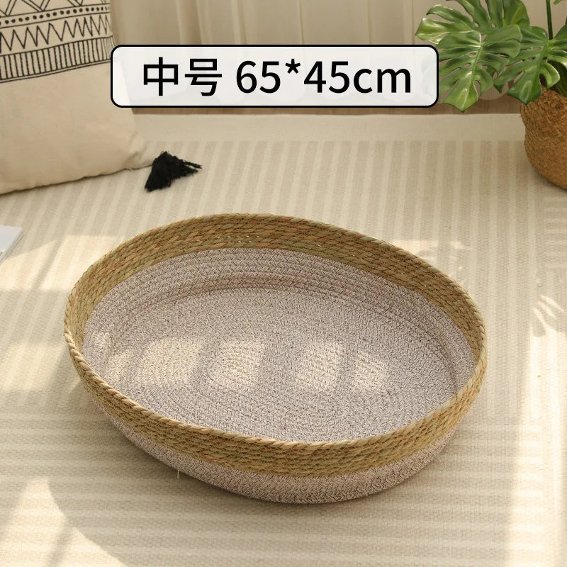 Natural Rattan Cat Bed Nest Universal Seasons Pumpgrass Portable Pet Bed Internet Celebrity Pet Products Haustierbett XY40CWC