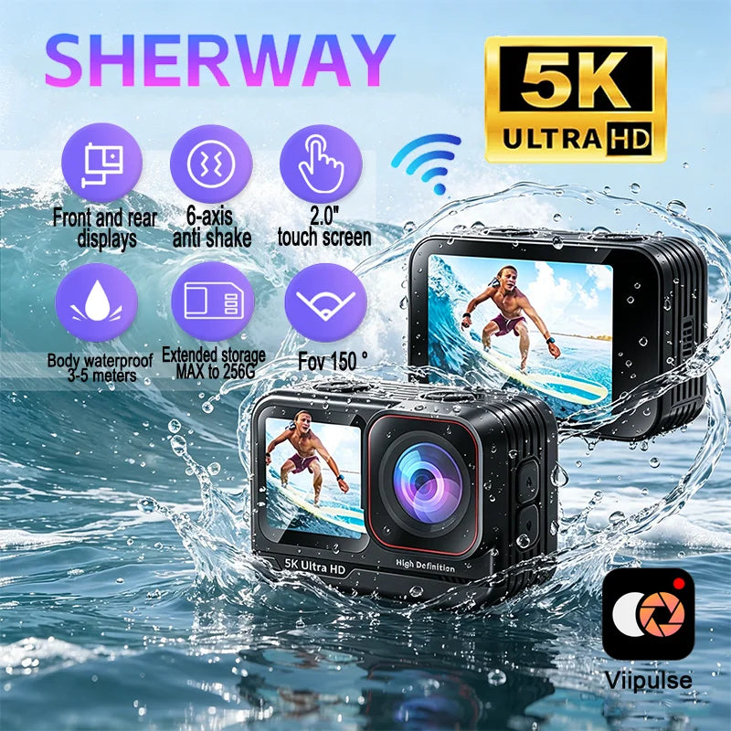 5K Action Camera - 4K60fps 2.0'' - Touchscreen Recording Cam