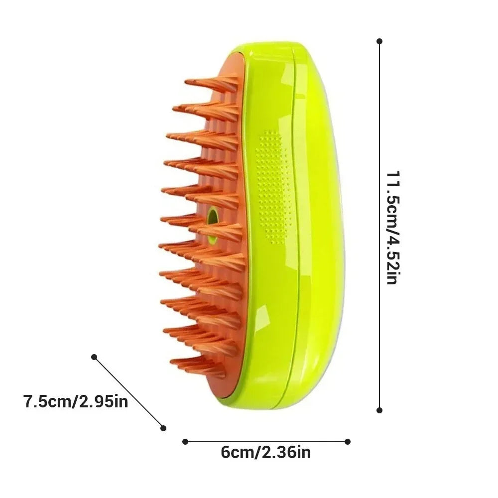 Escova a Vapor para Gatos e Cães, Pulverizador Elétrico para Massagem, Ferramenta de Tosa de Animais, Escova Massageadora Elétrica 3 em 1 para Remover Pelos Soltos