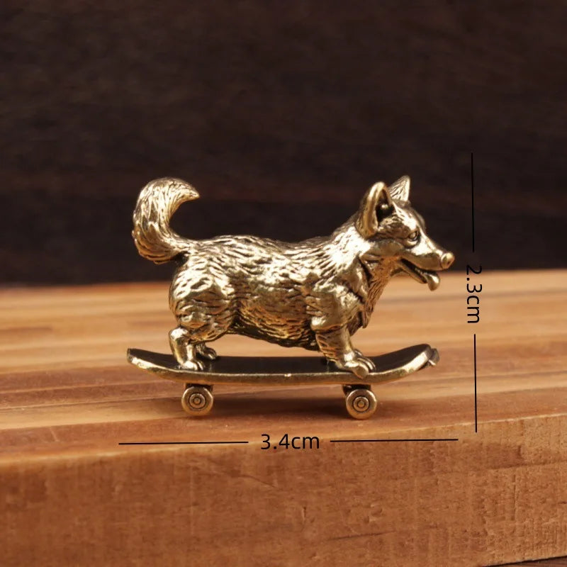 Skateboard Dog Figurine Home Decor Cartoon Sculpture Home Decoration
