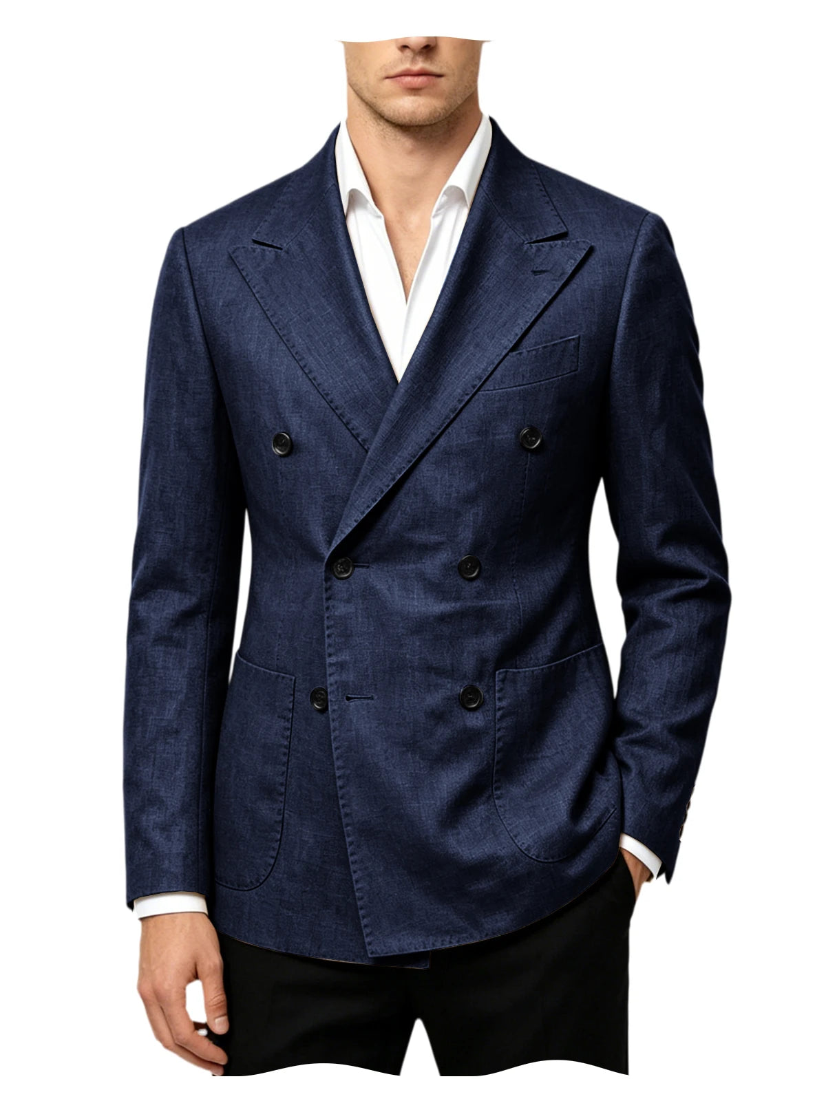 Blazer Masculino de Linho Transpassado Slim Fit Casaco de Terno Casual Negócios Jaqueta Formal para Casamento Noivo Smoking Primavera Verão