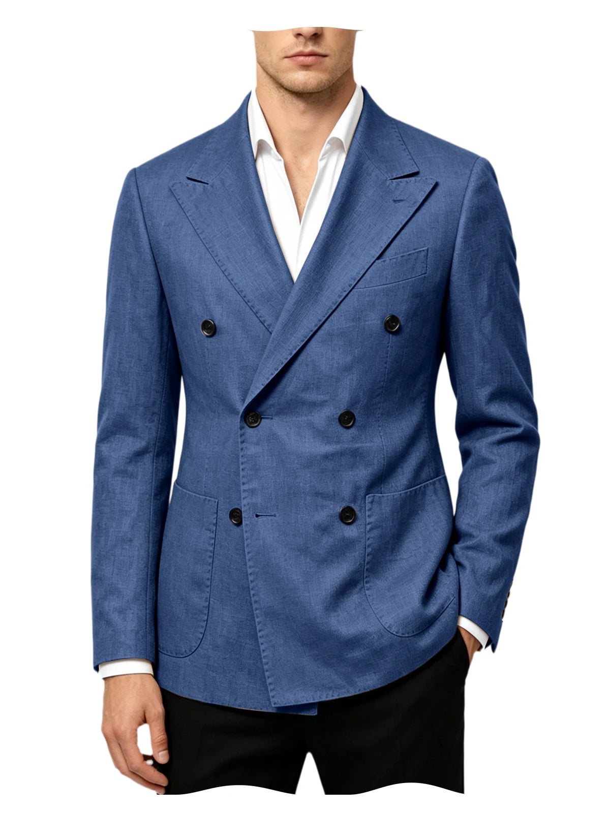 Blazer Masculino de Linho Transpassado Slim Fit Casaco de Terno Casual Negócios Jaqueta Formal para Casamento Noivo Smoking Primavera Verão