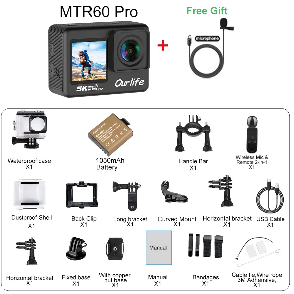 Ourlife 5K30FPS Action - Camera 2.0'' - Touch LCD 170°