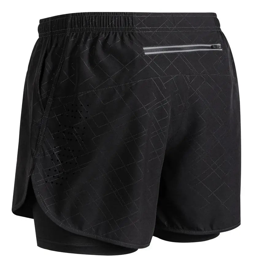 Shorts de corrida refletivos masculinos de verão Fitness de secagem rápida dupla camada shorts masculinos de treino de exercícios de musculação