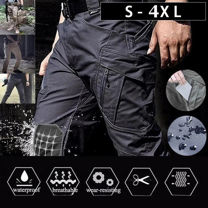 Novas Calças Táticas de Trabalho Masculinas Casuais Cargo Verão Multi-bolso Impermeáveis Calças de Trabalho Caminhada Treino Masculino