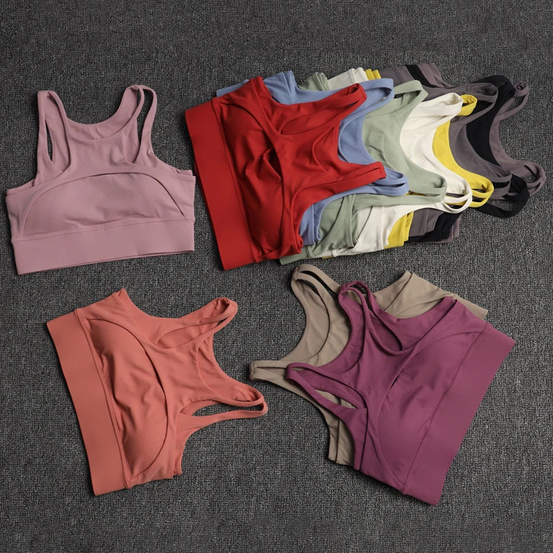 Sutiã Esportivo Vazado Sexy Fitness Academia Feminino Push Up Alto Impacto À Prova de Choque Roupa Íntima Top Curto Nu Mujer Sutiã de Yoga Feminino para Treino