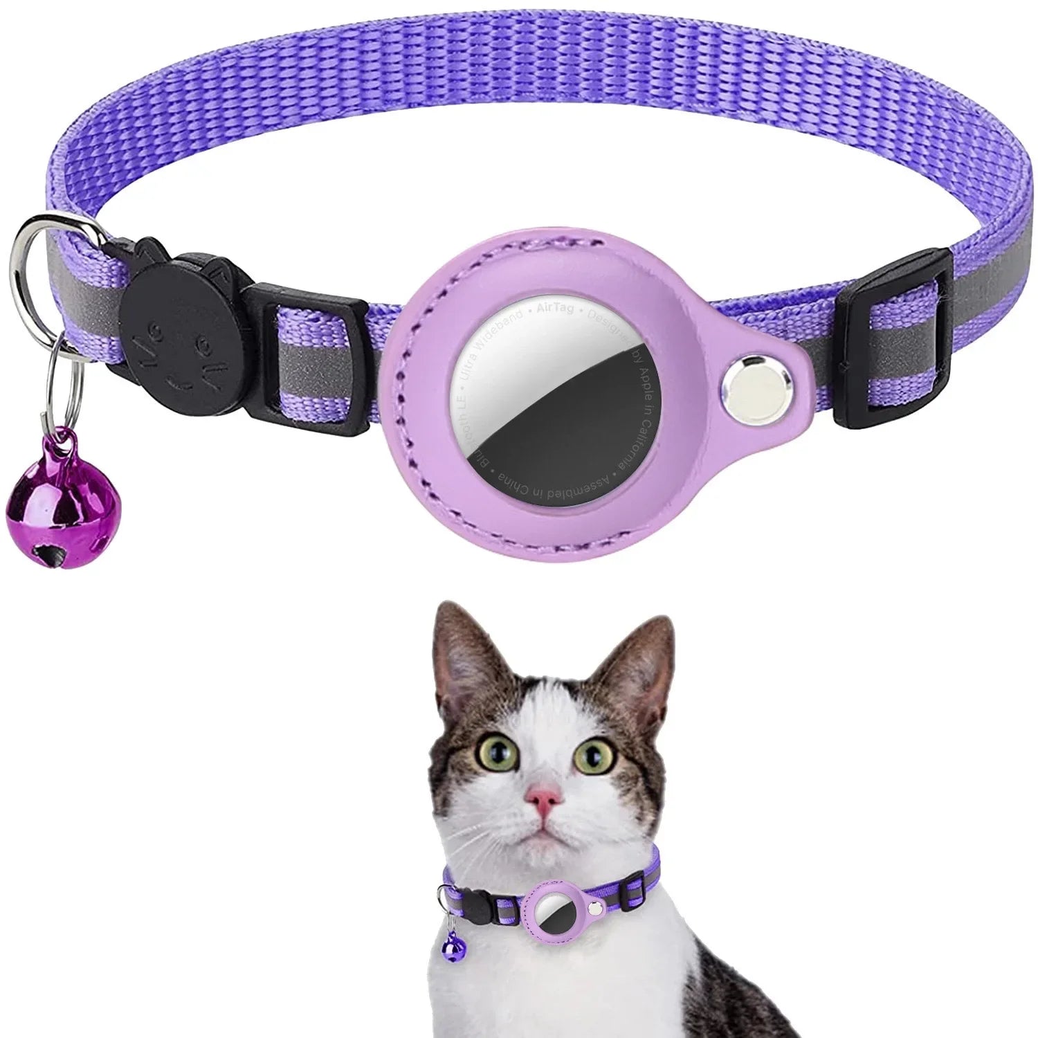 Cat AirTag Holder Collar Breakaway Reflective Strips Adjustable...