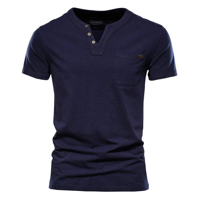 2021 Verão Top Qualidade Camiseta Algodão Masculina Cor Sólida Design Gola V Camiseta Casual Clássica Roupa Masculina Blusas Camiseta Masculina