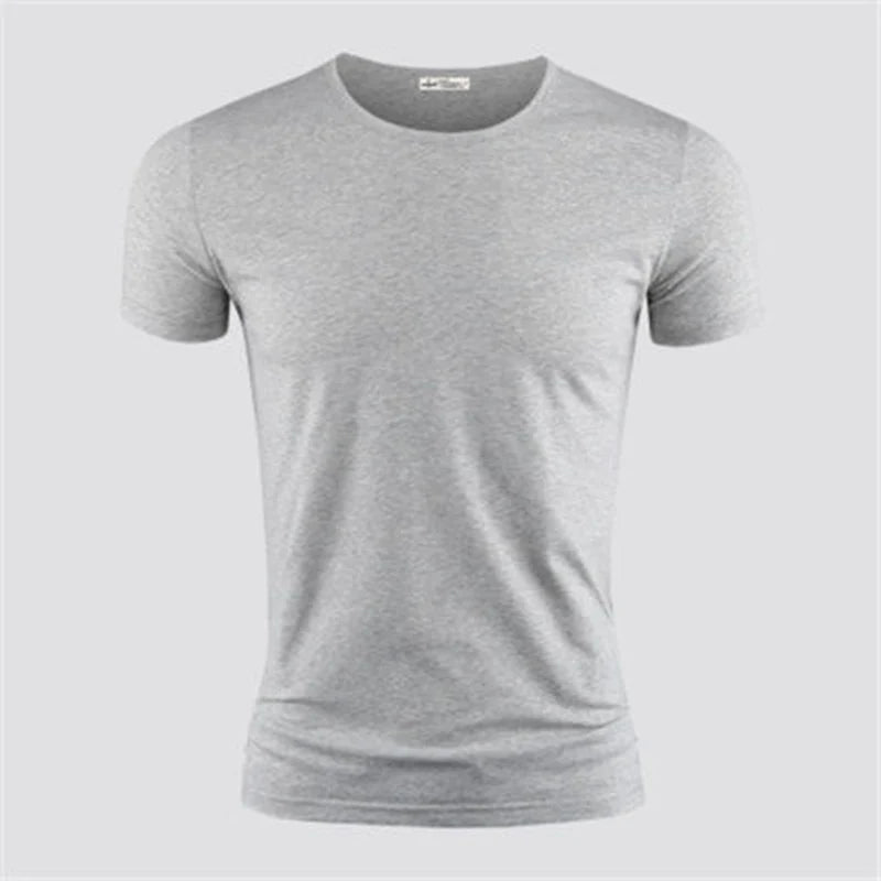 Camiseta Masculina 2026 Cor Sólida Gola V Manga Curta Blusas Camisetas Masculinas Camiseta Preta Justa Camisetas Masculinas Fitness para Roupas Masculinas