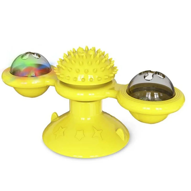 Brinquedo de Gato Moinho de Vento Brinquedos Interativos para Animais de Estimação para Gatos Quebra-Cabeça Jogo de Gato com Plataforma Giratória para Gatinhos Escovar Dentes Suprimentos para Animais de Estimação