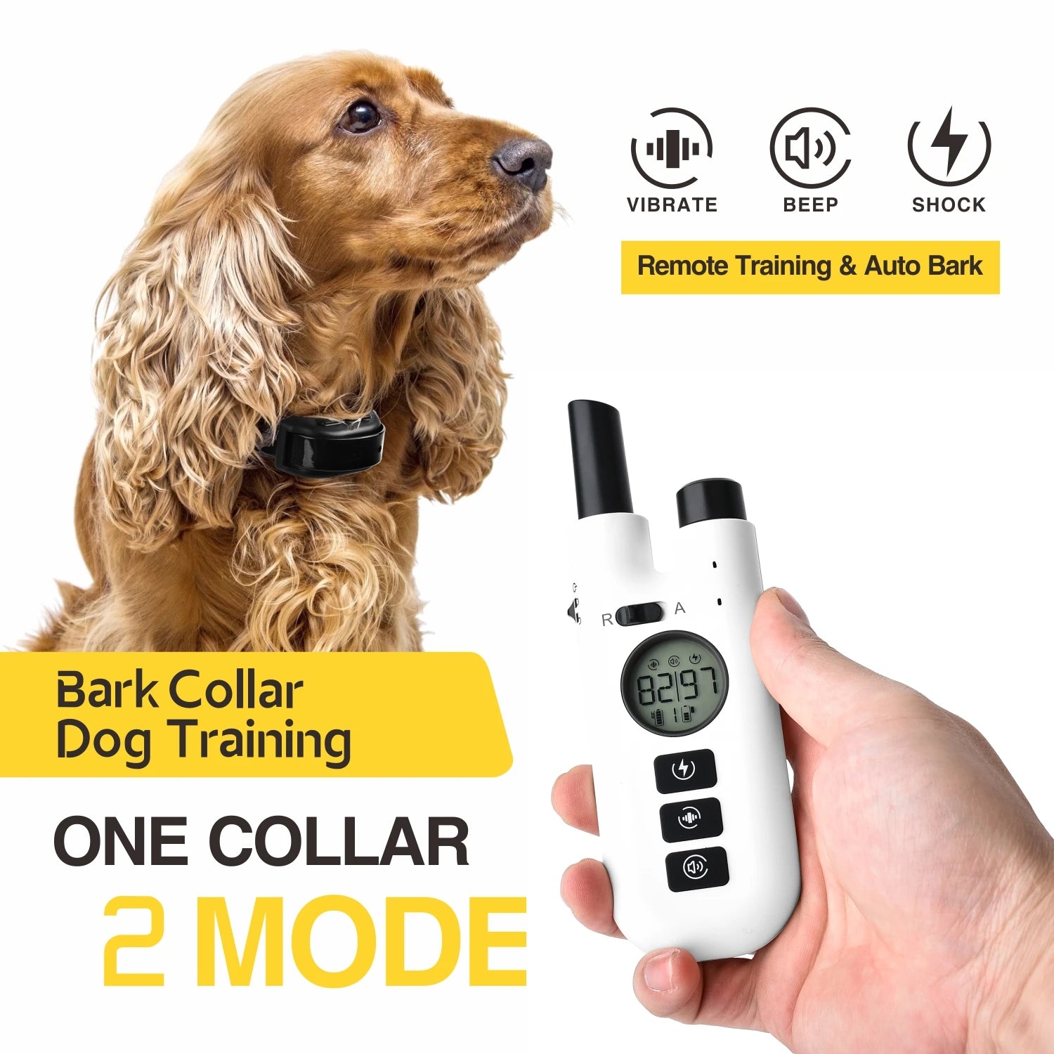 Coleira de Treinamento para Cães Antilatido 2 em 1 Antilatido Coleira de Controle 800M Recarregável Coleira Elétrica para Cães Remota à Prova d'Água Produto para Cães de Estimação