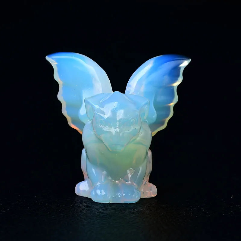 Estatueta de Gárgula de Cristal Decoração de Casa Bruxaria com Pedras Preciosas