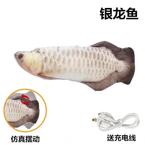 USB Rechargeable Electric Moving Fish Interactive Cat Toy Simulation Jumping Kitten Plaything Fun Pet for Cats