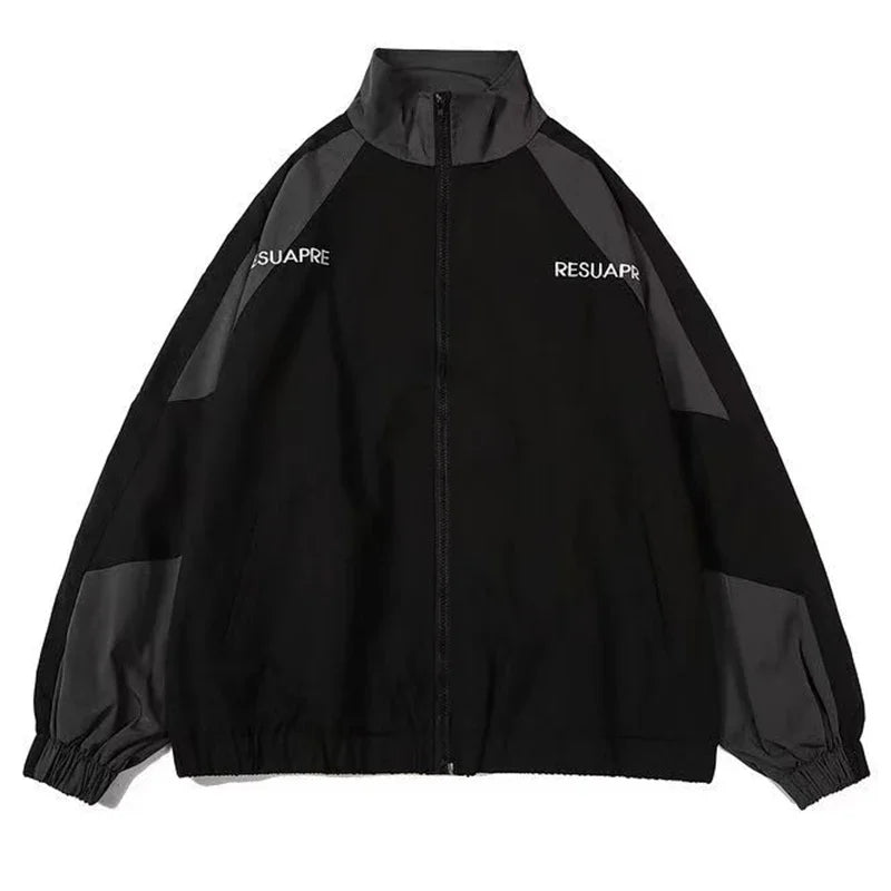 Jaqueta College Masculina Hip Hop Jaqueta Corta-Vento Patchwork Color Block Casacos Casuais Primavera Outono Finos Jaquetas Universitárias Masculinas