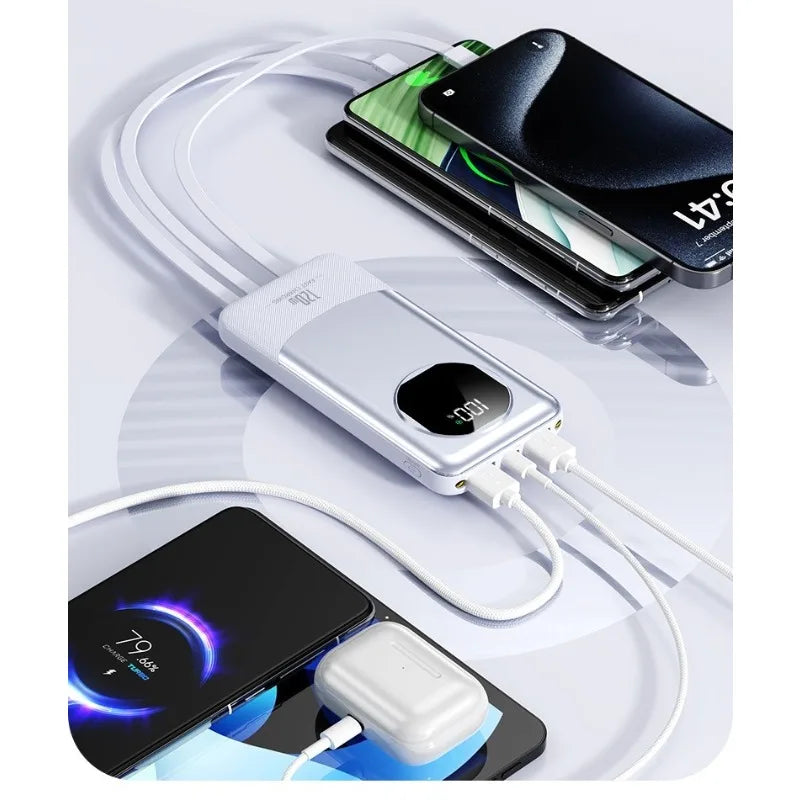 Power Bank 20000mAh 120W Super Fast Charging Built-in Cables