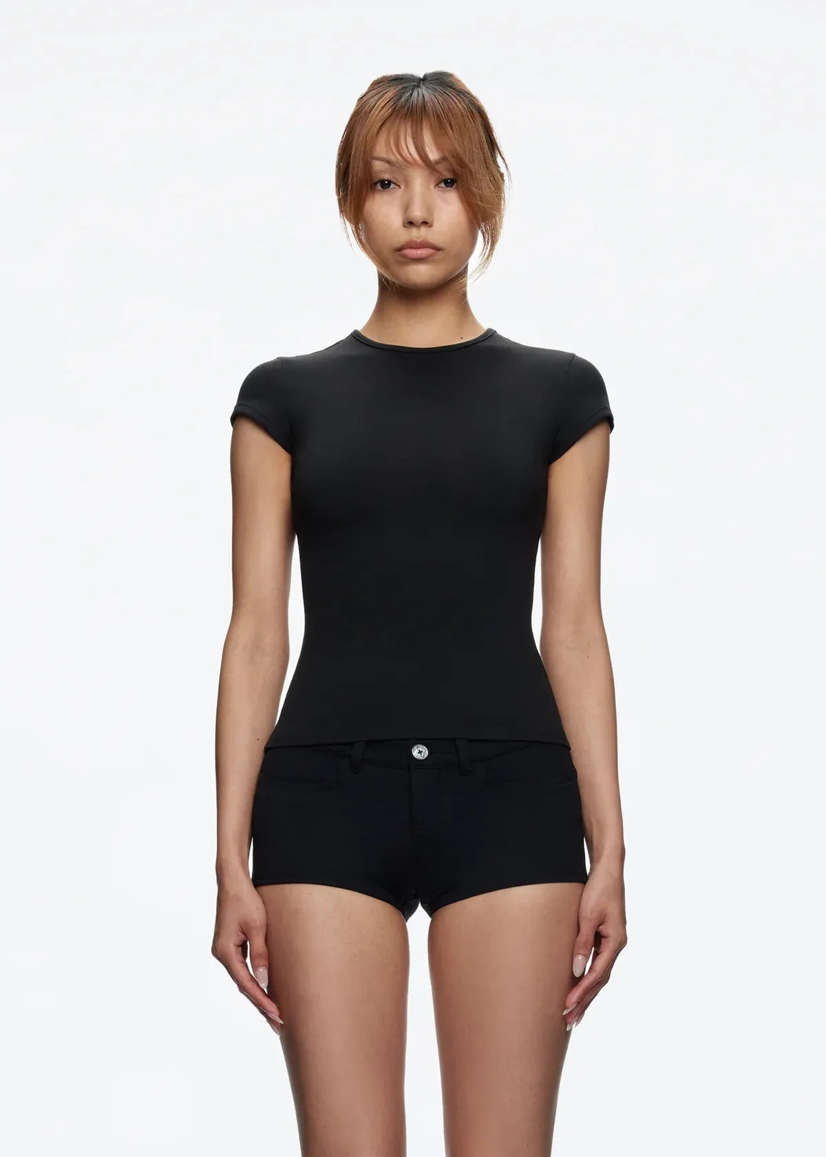 Tank Basic Slim Fit Round Neck T Shirt High Elastic Slim Fit Slimming Hot Girl Style Short Top Versatile Hot Girl Style Everyday Outerwear Top High Elastic Slim Fit T Shirt - green M