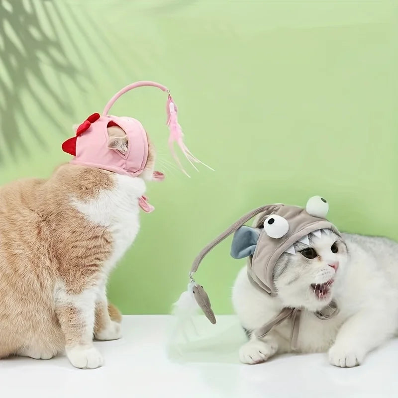 Brinquedo Ajustável Interativo para Gatos - Brinquedo Pet Teaser para Horas de Diversão, Acessório Cosplay para Gatos