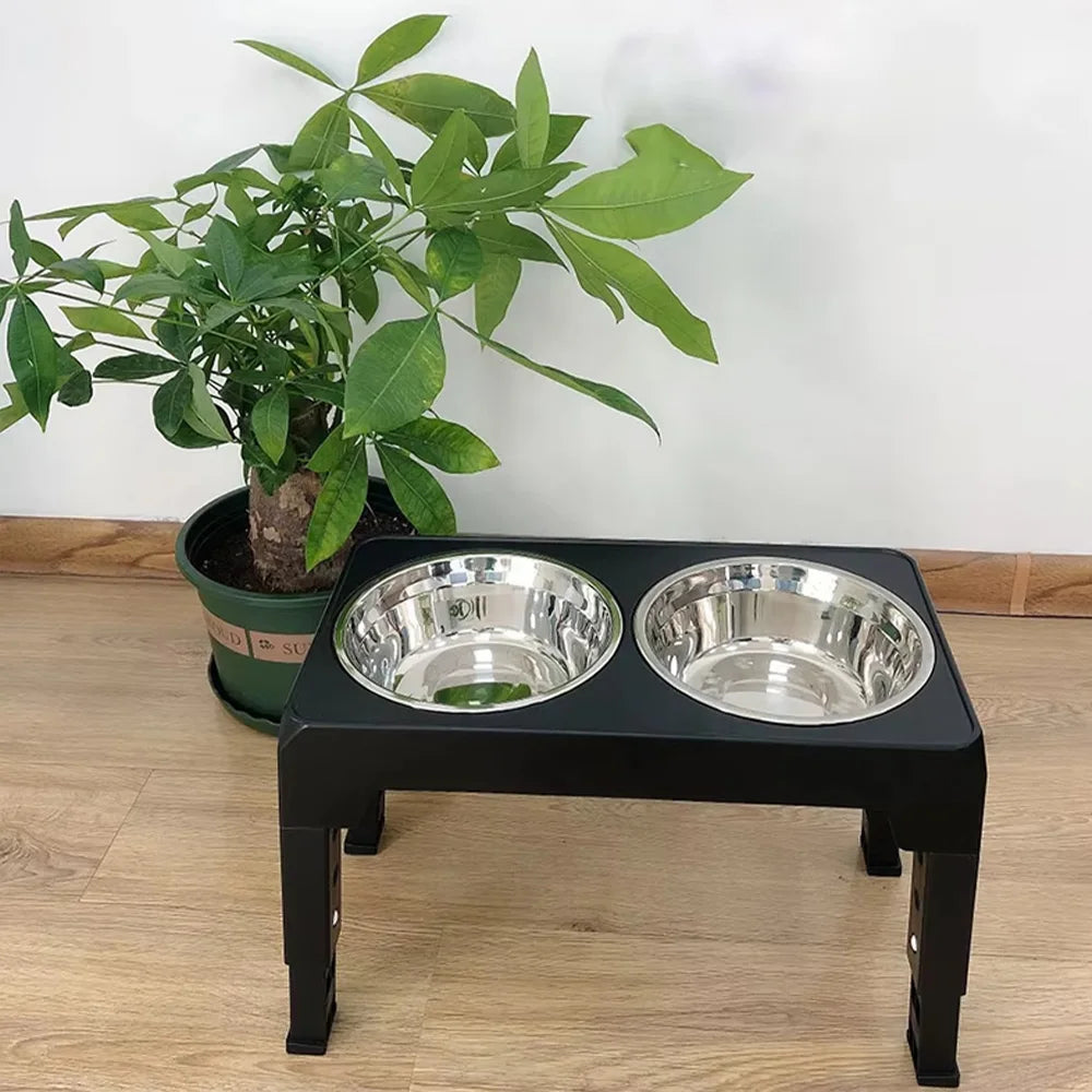 Tigelas Elevadas para Cães com Suporte Ajustável e Tigelas Duplas de Aço Inoxidável para Comida e Água para Cães Pequenos, Médios e Grandes
