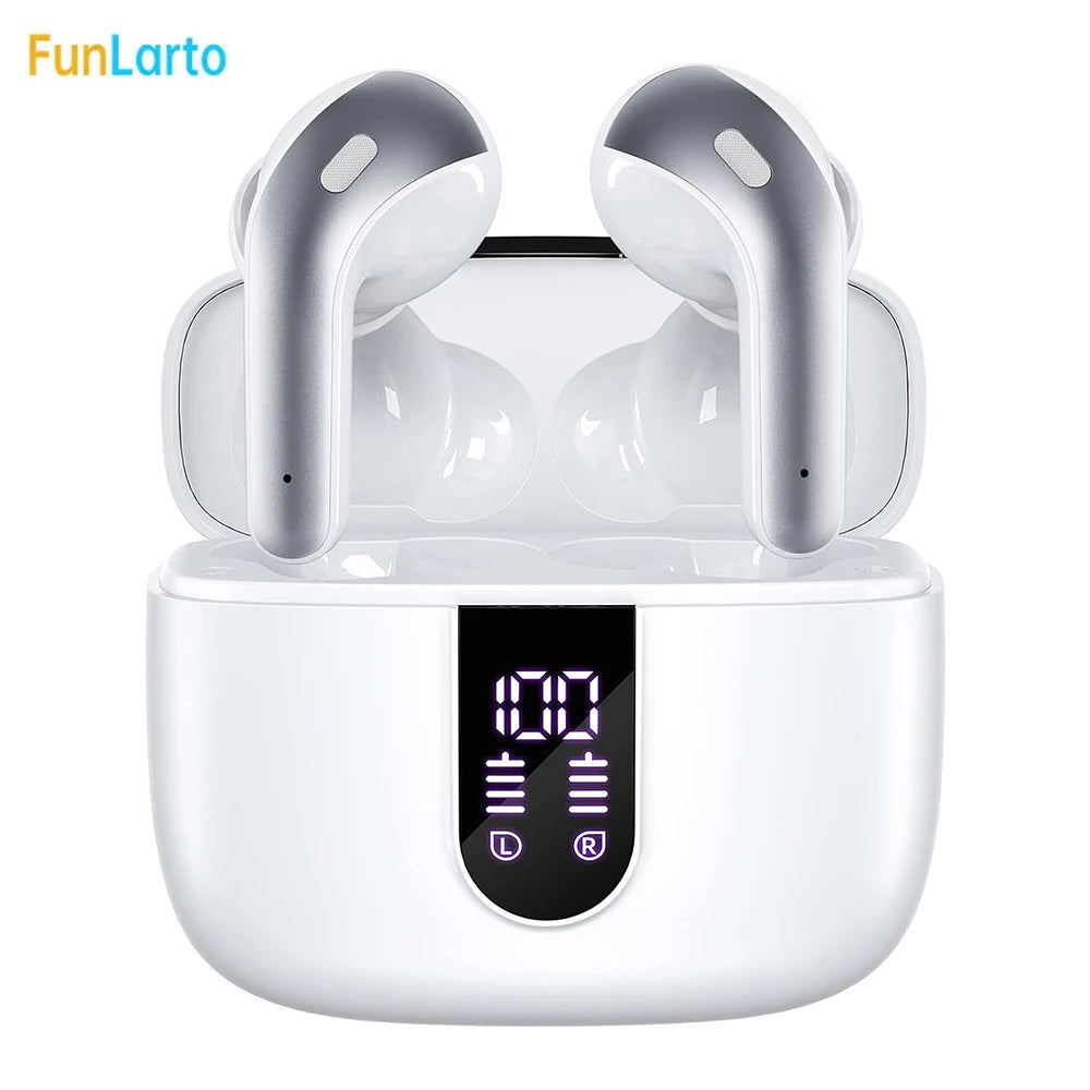 Fones de Ouvido Sem Fio com Bluetooth 5.3, Cancelamento de Ruído ENC com Quatro Microfones para Chamadas, 50H de Reprodução Fones de Ouvido Bluetooth