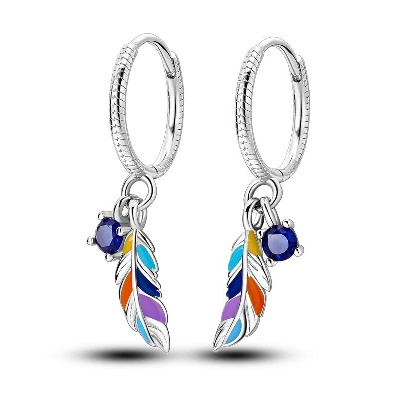 Orstarry 925 Sterling Silver Crystal Circular Eardrops Drop Earrings Women Earrings Charm Fashion Versatile Party Jewelry Gifts