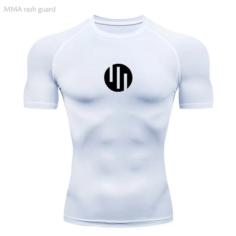 Camisa de Compressão Manga Longa Masculina para Corrida Treino Academia Esportes Roupa Íntima de Secagem Rápida Antissuor Protetor Solar Segunda Pele Masculina