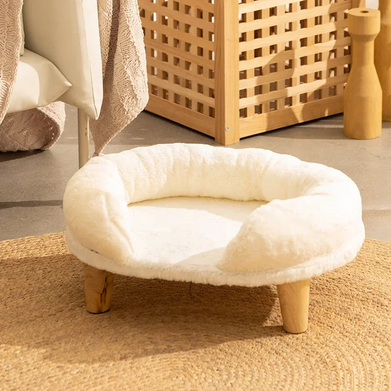 Indoor luxury cat bed raised dog bed soft plush pet sofa couch for m s with anti-slip bottom on clearance