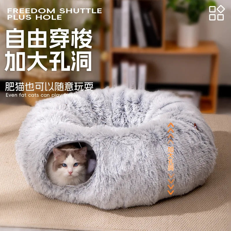 Túnel Dobrável Fofo de Gato para Inverno Brinquedo Cama para Gato Artigos para Animais de Estimação Casa de Brincadeiras Perfurável para Gatos com Armazenamento Casa e Jardim Artigos para Gatos