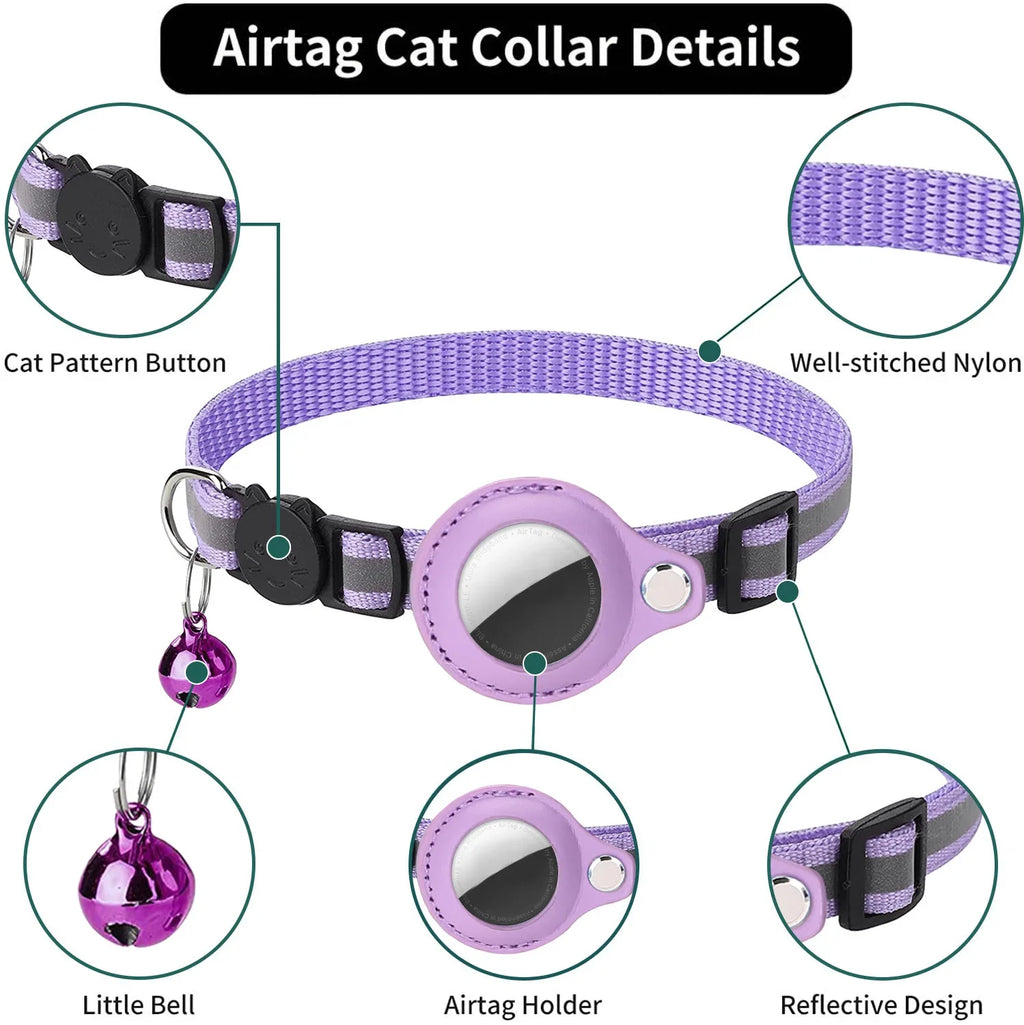 Cat AirTag Holder Collar Breakaway Reflective Strips Adjustable...